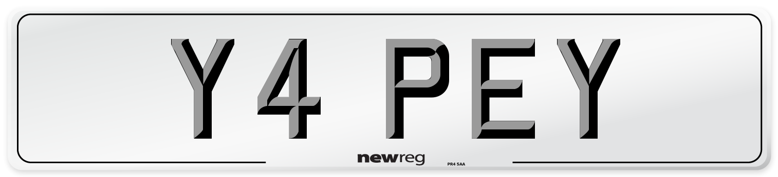 Y4 PEY Number Plate from New Reg